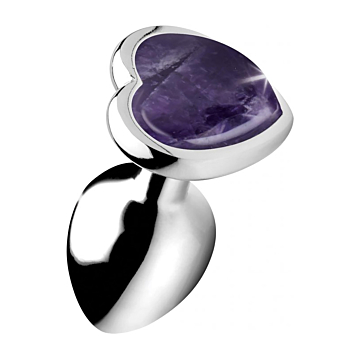 Small Anal Plug with Purple Heart Gemstone - XR Brands