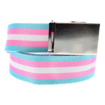 Transgender Canvas Webbing Belt with Shiny Silver Slider Buckle (Length - 120cm, Width - 3.7cm)