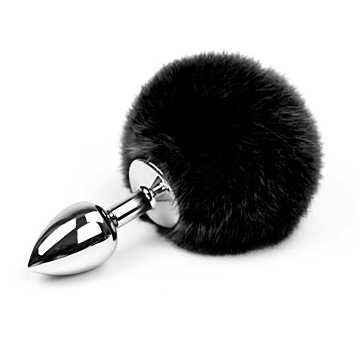 Anal Bunny Buttplug  Silver / Black Medium 