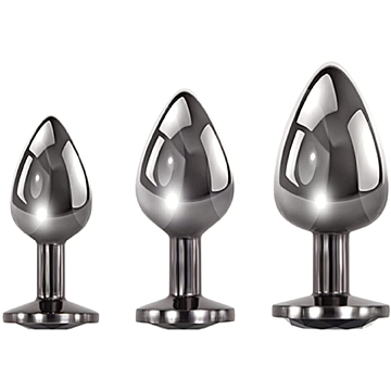 3 Piece Metalic Buttplug Black 