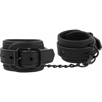 FETISH SUBMISSIVE HANDCUFFS - BLACK LEATHER