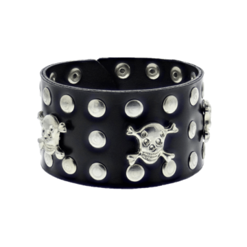 Black Skull Bracelet with Silver Studs.