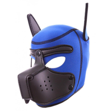 Neoprene Puppy Hood for BDSM - Blue/Black