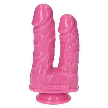 Italian Cock Caino and Abele Double Dildo (Pink) - Toyz4lovers - Veins - Suction Cup