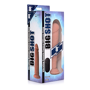 8 Inch Vibrating Remote Control Silicone Dildo - Flesh