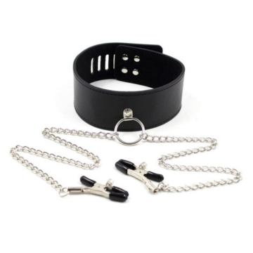 Toyz4lovers Black Metal & Leather Leash.