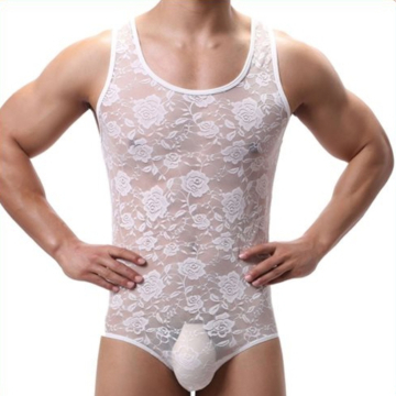 Sexy Bodysuit Male Underwear-White