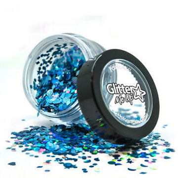 Glimmering Blue Holo Glitter Shapes