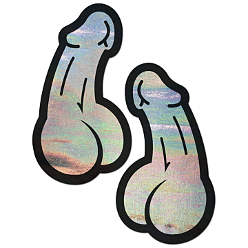 Holographic Silver Dick Nipple Pasties