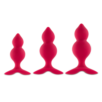 Bibi Twin Silicone Butt Plug Set Pink (3 pcs) - Feelztoys