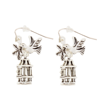 Silver Bird and Cage Earrings - Elegant Accessories.