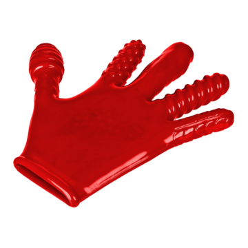 [TPR] Finger Fuck Textured Glove Red