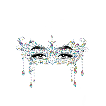 Masquerade Face Jewel Sticker - White