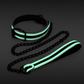 GLO Bondage - Collar and Leash - Green
