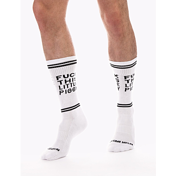 Barcode Berlin White Gym Socks - F*ck This Piggy!