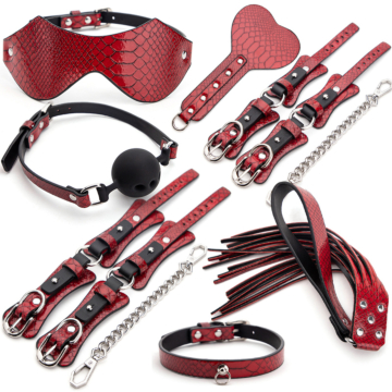 7 Pieces Snake Effect BDSM Set Deluxe Red 