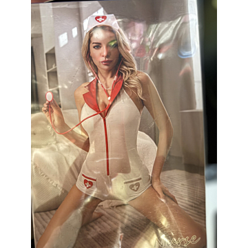 Costumatie Sexy Hottie Nurse 3 Piese White-Red S/M