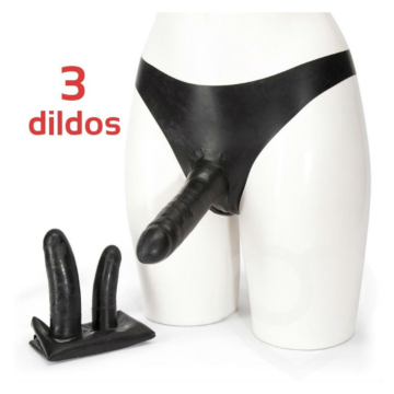 Latex Penetrator Panties – 3 Dildos – Flesh