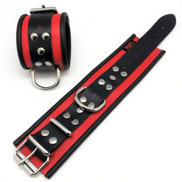 Leather handcuff - Red/ Black