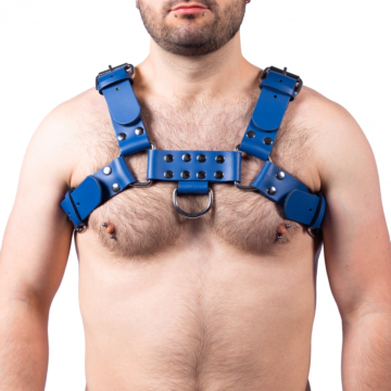 Leather Harness Buckle Blue - Taille