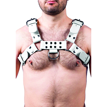 Leather Men's Harness Buckle White - Taille