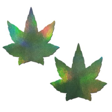 Green Holographic Weed Nipple Pasties