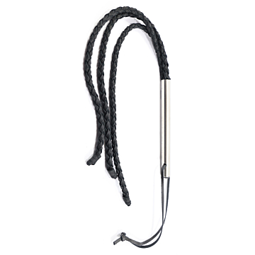 Kiotos Black Leather Whip with Metal Handle