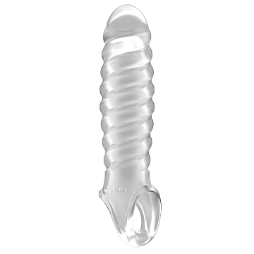 Sono Stretchy Ribbed Penis Extension (Translucent) - Shots Media - Cock Sleeve