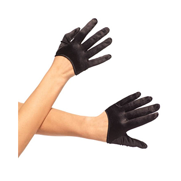 Black Satin Mini Gloves by Leg Avenue