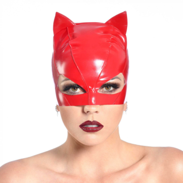 Sexy Catwoman Vinyl Mask- Red