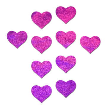 10 Mini Pink Holographic Hearts Nipple & Body Pasties