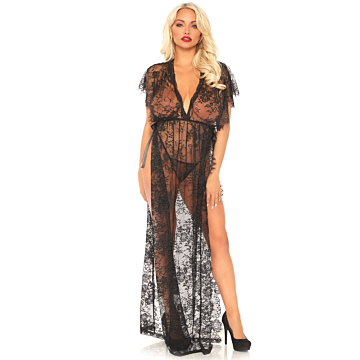 Lace kaften robe and thong