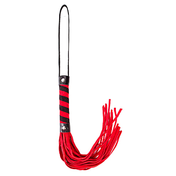 Twisted Handled Leather Whip Black/Red - Angel Touch