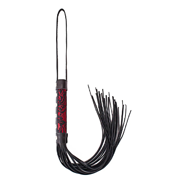 
Red leather base with a black fishnet patterned whip