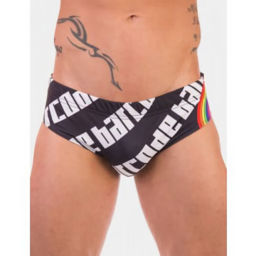 Barcode Berlin's Pixel Pride Swim Brief in Multi Color.