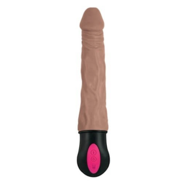 Realistic Warming and Vibrating Dildo 25 cm - Brown - Waterproof