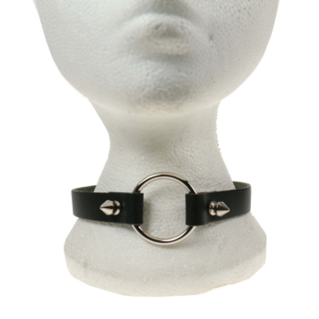 BULLET69 Black Leather Spike Choker