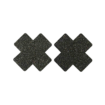 Black Glitter Cross Nipple Cover