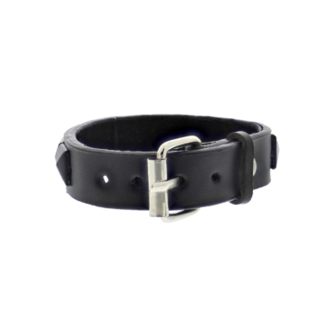 Pyramid Studded Black Bracelet with Buckle.