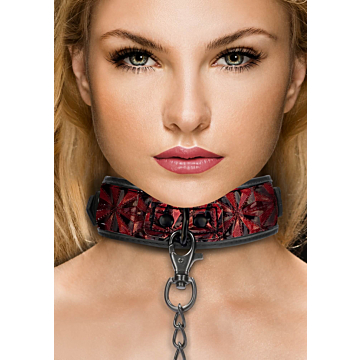 Ouch! Luxury Collar with Leash - Burgundy