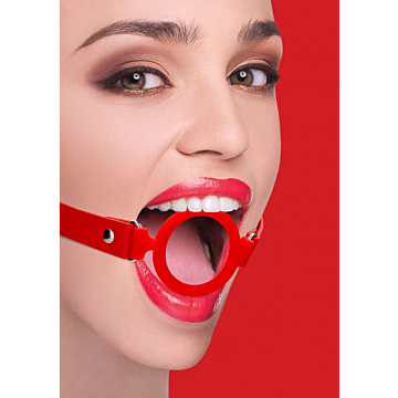 Ouch! Silicone Ring Gag - With Leather Straps - Red