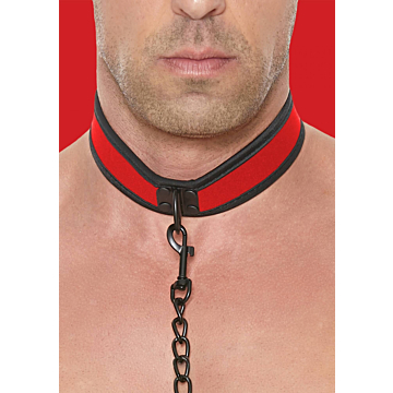 Neoprene Collar With Leash Red