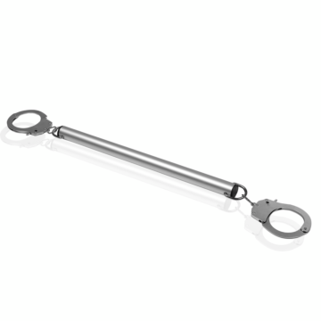 Ouch Spreader Bar with Hand or Ankle Cuffs - Silver