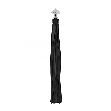 Sparkling Pointed Handle Leather Flogger - Black