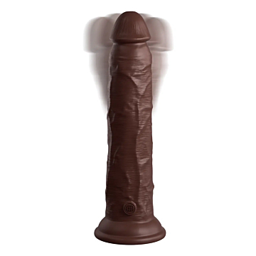 King Cock Elite Dual Density Vibe Silicone Cock-Brown 9″
