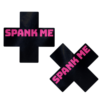 Spank Me Black Cross on Pink Base Nipple Pasties