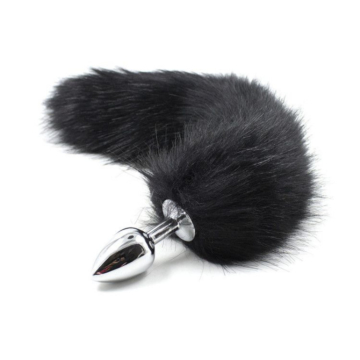 Long Fox Tail Anal Plug black