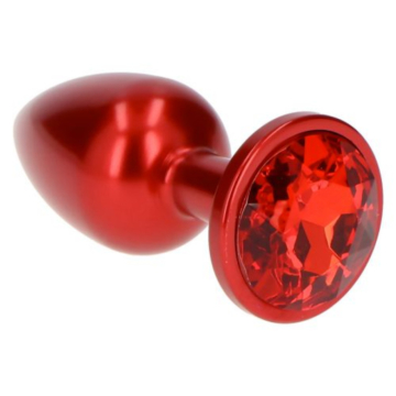 Deep Red Butt Plug with Jewelry - Fake Diamond