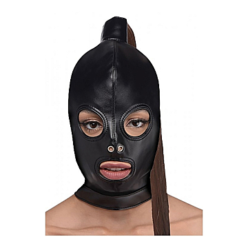 Ponytail Bondage Hood - Black
