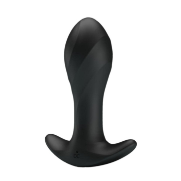 Rechargeable Anal Plug Massager with 12 Vibrating Functions (Black) - Pretty Love - Silicone Butt Plug